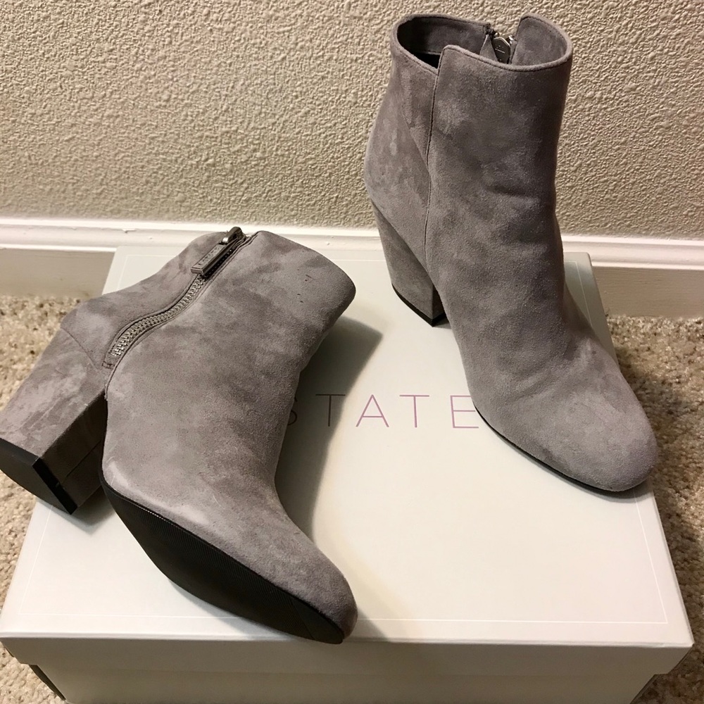 Grey suede booties